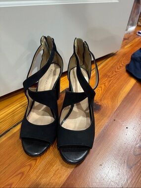 ANTONIO MELANI Black Suede Strappy Cutout Heels